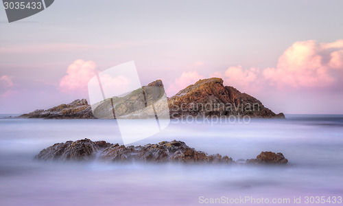 Image of Statis Rock  off Sugarloaf Bay Seal Rocks NSW Australia at sunse