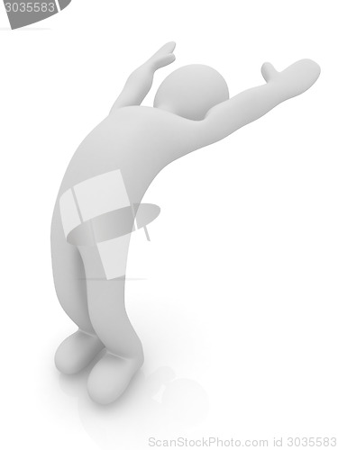 Image of 3d man isolated on white. Series: morning exercises - flexibilit
