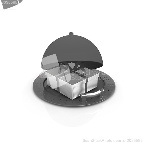 Image of Illustration of a luxury gift on restaurant cloche