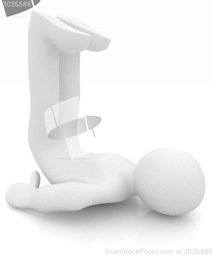 Image of 3d man isolated on white. Series: morning exercises - flexibilit