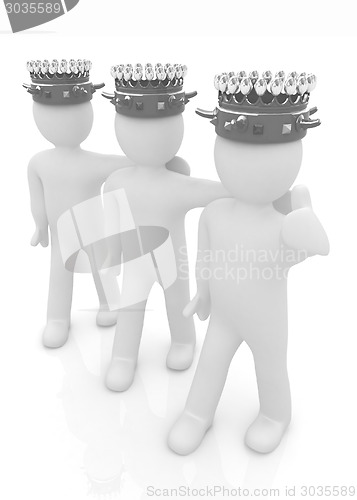 Image of 3d people - mans, persons with a golden crown. Kings