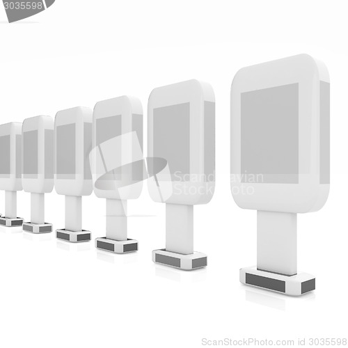 Image of Vertical glossy billboards. 3d illustration on white background 