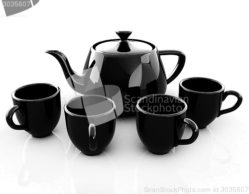 Image of black teapot and cups