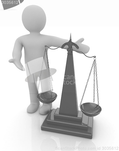 Image of 3d people - man, person presenting - scale. 