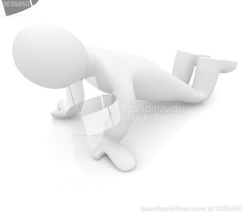 Image of 3d man isolated on white. Series: morning exercises - making pus