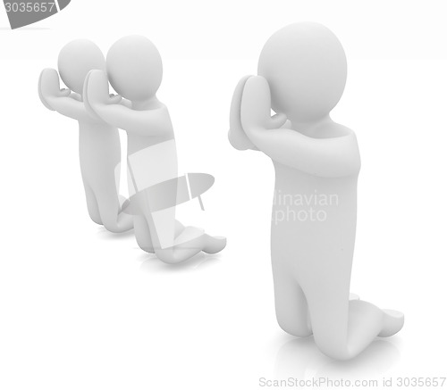 Image of 3d mans on his knees. Christian prayer concept