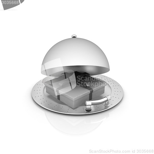 Image of Illustration of a luxury gift on restaurant cloche