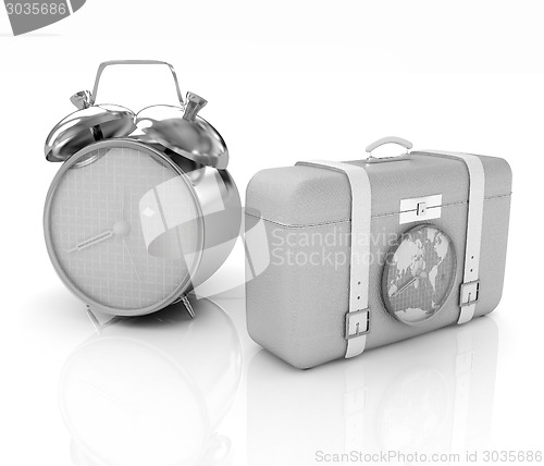 Image of Suitcases for travel and clock