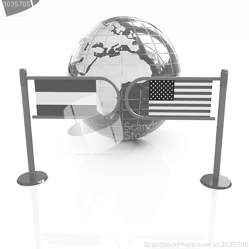 Image of Three-dimensional image of the turnstile and flags of USA and Au
