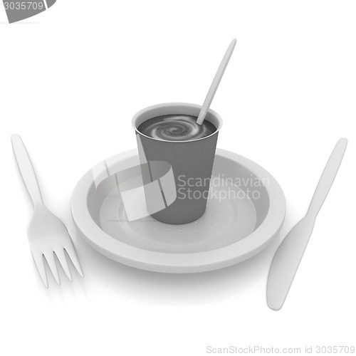 Image of Coffe in fast-food disposable tableware