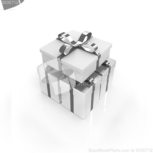 Image of Gifts with ribbon on a white background