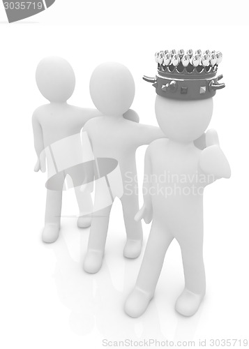 Image of 3d people - man, person with a golden crown and 3d man