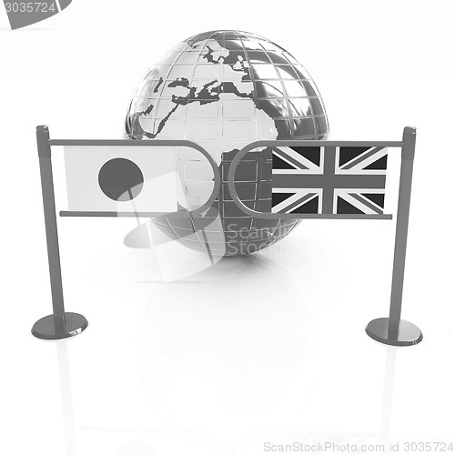 Image of Three-dimensional image of the turnstile and flags of UK and Jap