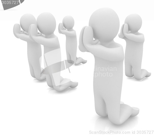Image of 3d mans on his knees. Christian prayer concept