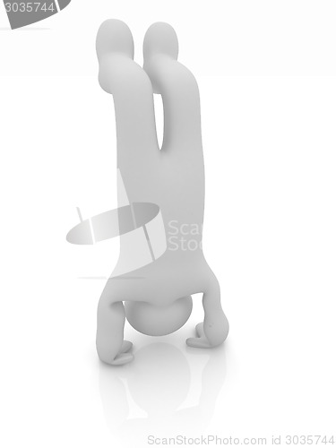 Image of 3d man isolated on white. Series: morning exercises - performs t
