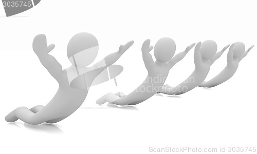 Image of 3d mans isolated on white. Series: morning exercises - flexibili