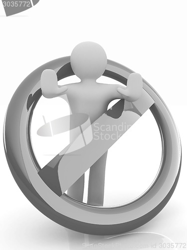 Image of 3d person and stop sign 