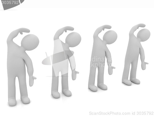 Image of 3d mans isolated on white. Series: morning exercises - flexibili