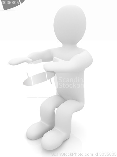 Image of 3d man isolated on white. Series: morning exercises - hands forw