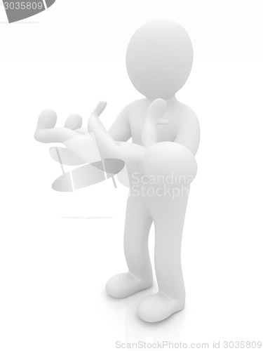 Image of 3d man holds a baby on hands
