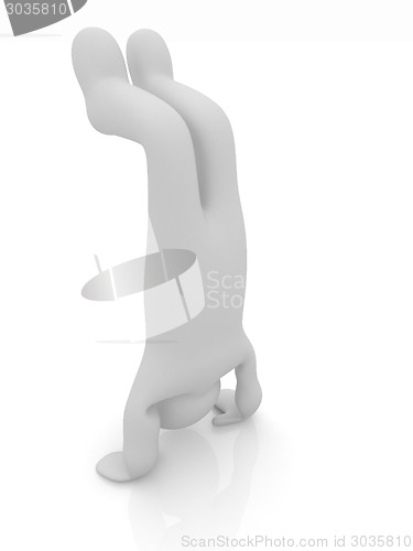 Image of 3d man isolated on white. Series: morning exercises - performs t