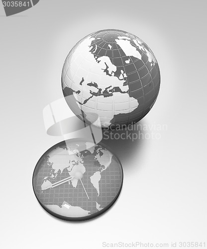 Image of Clock of world map and earth