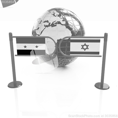 Image of Three-dimensional image of the turnstile and flags of Israel and