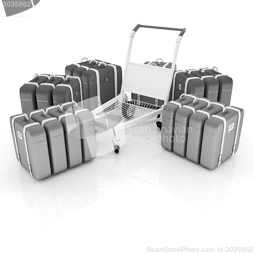 Image of Trolley for luggage at the airport and luggage