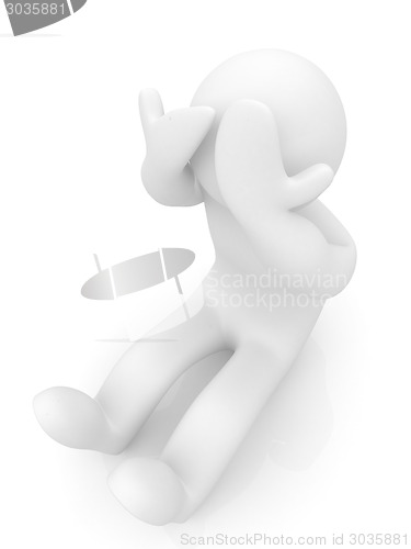 Image of 3d personage with hands on face on white background. Series: hum