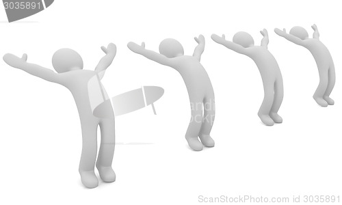 Image of 3d mans isolated on white. Series: morning exercises - flexibili