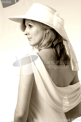 Image of Profile of a bride in sepia