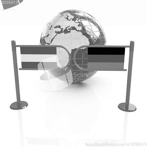 Image of Three-dimensional image of the turnstile and flags of Germany an