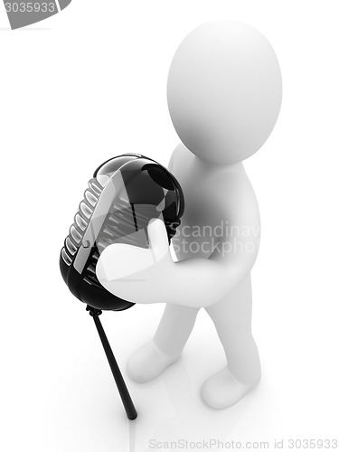 Image of 3D man with a microphone on a white background 