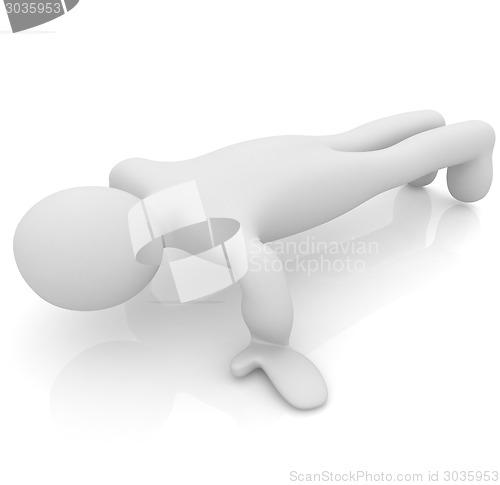 Image of 3d man isolated on white. Series: morning exercises - making pus