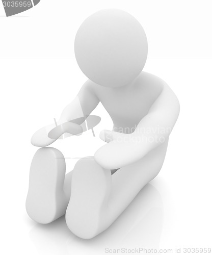 Image of 3d man isolated on white. Series: morning exercises - flexibilit