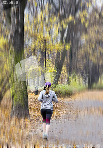 Image of Female jogger in   park