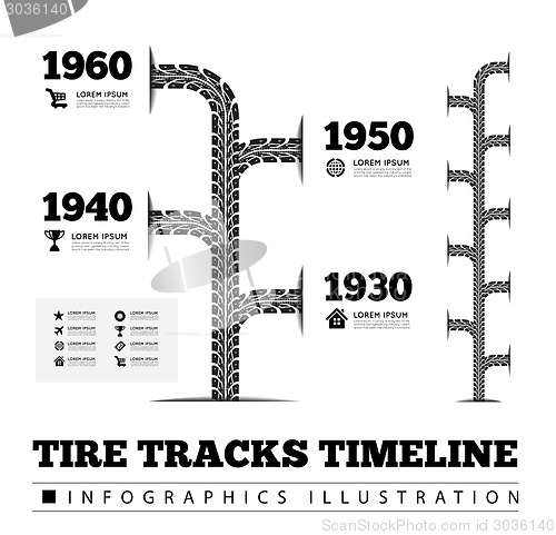 Image of Tire tracks timeline infographics