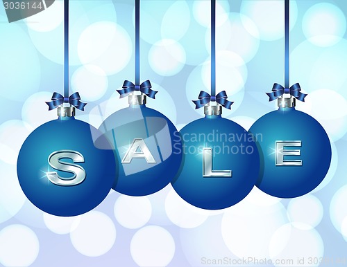 Image of Blue Christmas balls with silver word Sale