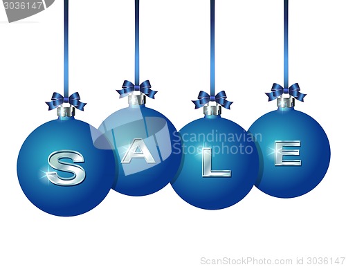 Image of Blue Christmas balls with silver word Sale