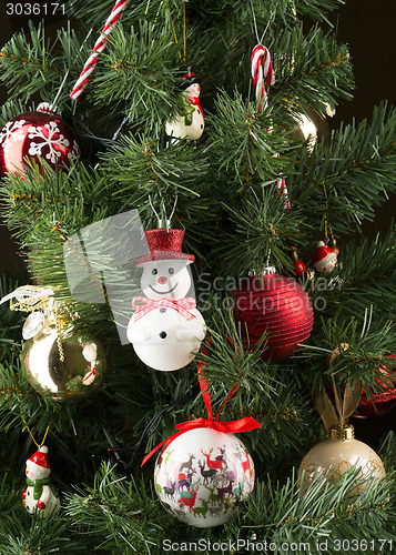 Image of Christmas tree with toys. Background.