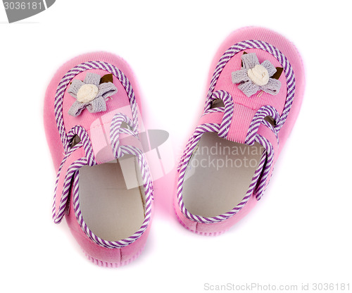 Image of Pair of baby pink sandals.
