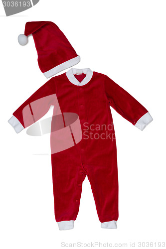 Image of Red kids winter Christmas jumpsuit made from sheepskin