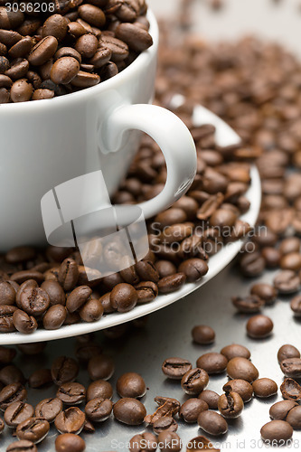 Image of Coffee cup and coffee beans