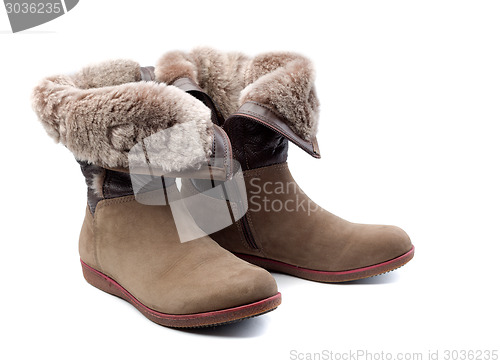 Image of pair of boots with fur