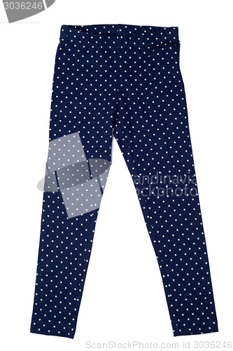 Image of Blue cotton pants with polka dots