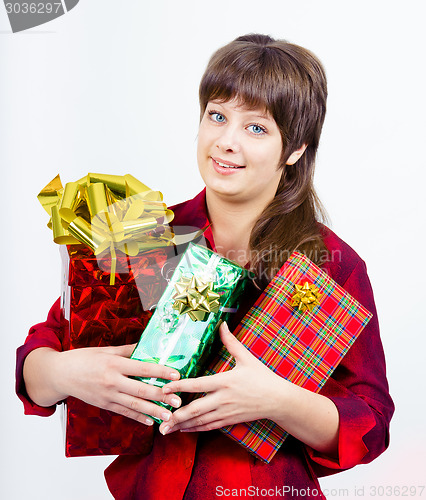 Image of Young girl with a gift box