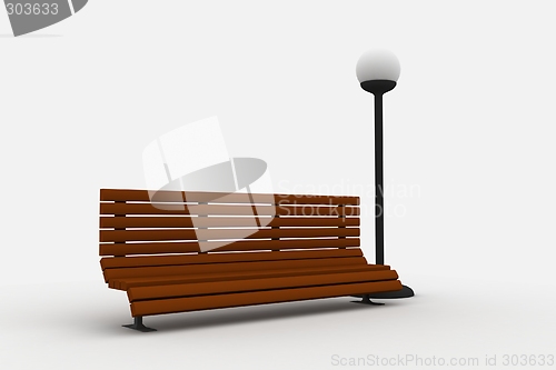 Image of Bench and lamp