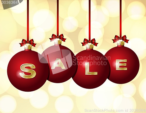 Image of Red Christmas balls with golden word Sale