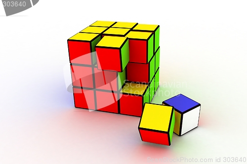 Image of 3D render of the broken rubic cube