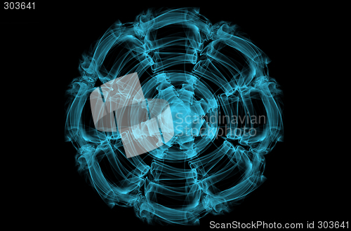 Image of An illustration of an abstract blue shape on a black background